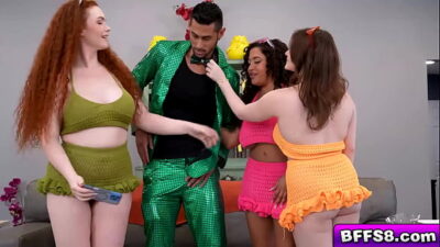 Three BFfs Brina Scarlet Fun Sized Megan and Lil Bet Saunders realize that they reached their goal of getting Mike Skywalker hard all together