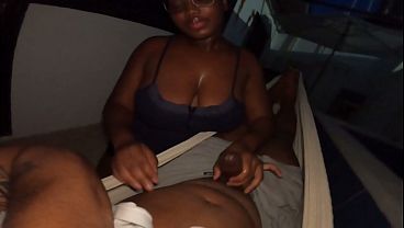 Sensational Hammock Head Relaxation Black Ebony Glasses Girl On Her Knees Being a Sloppy Whore Drinking Cumload From His Dick Tongue Stick Out – Mastermeat1