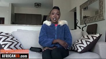 This PETITE EBONY TEEN asked about Europe at her casting… so I drilled her raw till she came